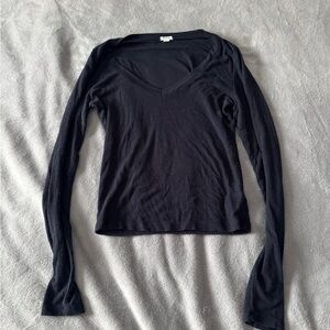 Garage Navy Long Sleeve V Neck